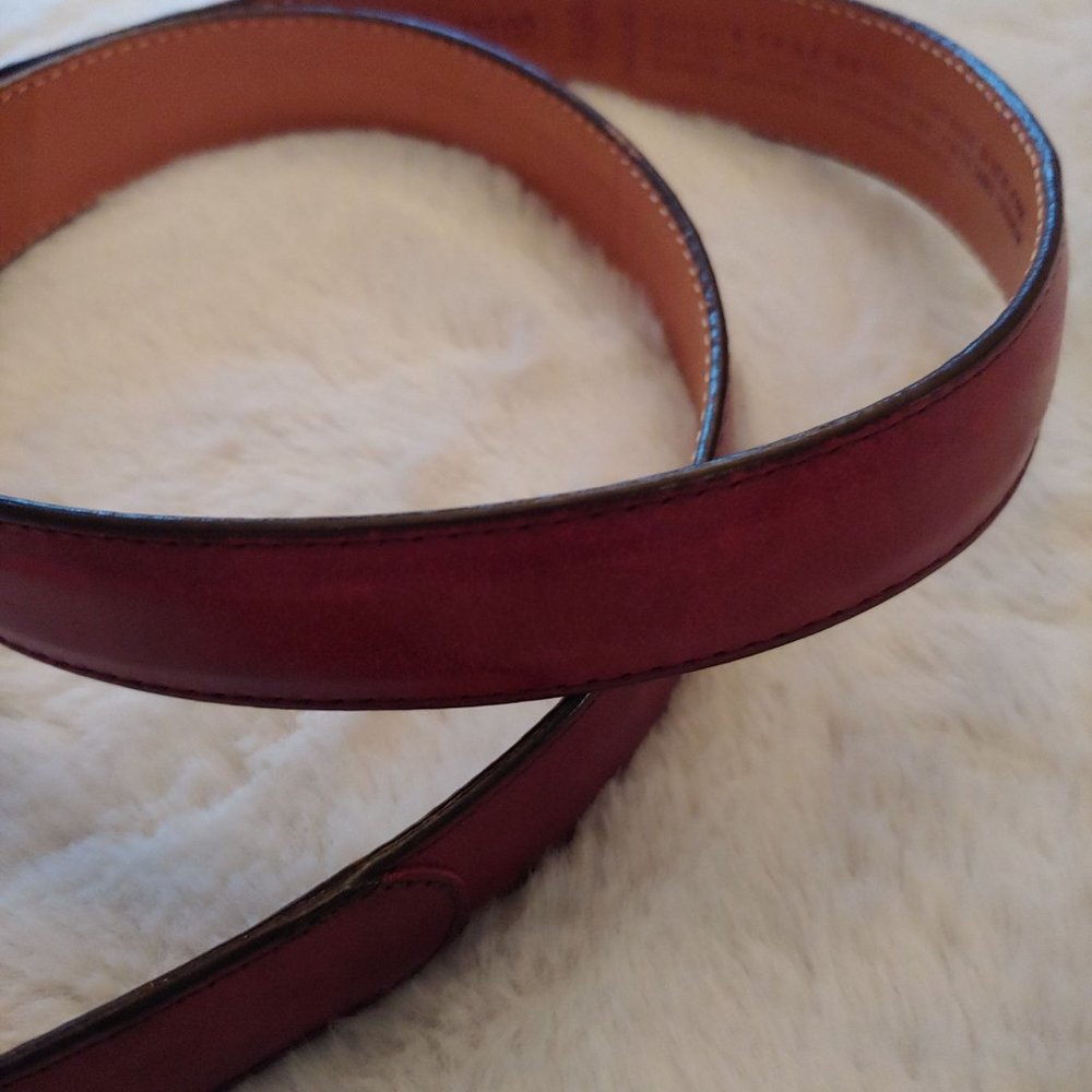 Coach leather belt with brass buckle size 34 burgandy